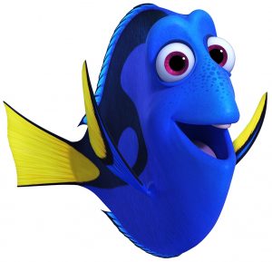 FINDING DORY - DORY (voice of Ellen DeGeneres) is a bright blue tang with a sunny personality. She suffers from short-term memory loss, which normally doesn’t upset her upbeat attitude—until she realizes she’s forgotten something big: her family. She’s found a new family in Marlin and Nemo, but she’s haunted by the belief that someone out there is looking for her. Dory may have trouble recalling exactly what—or who—she’s searching for, but she won’t give up until she uncovers her past and discovers something else along the way: self-acceptance. ©2016 Disney•Pixar. All Rights Reserved.